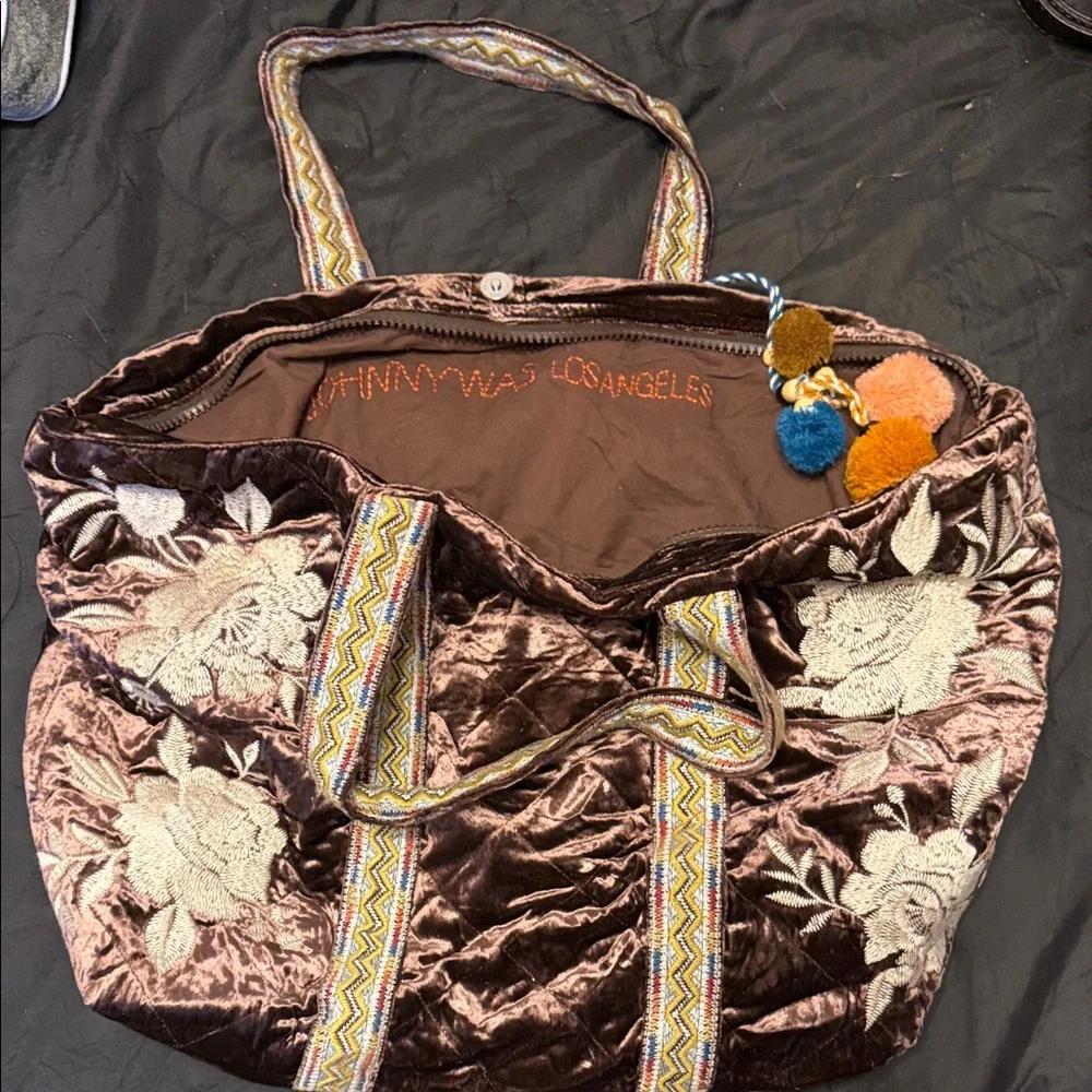 JOHNNY WAS LOS ANGELES. Brown Floral Tote Bag - Picture 1 of 3